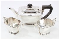 Lot 397 - 1940s Silverer three piece tea set -...