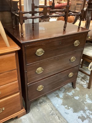 Lot 1264 - 19th century mahogany chest of three long drawers, 76cm wide, 48cm deep, 83cm high