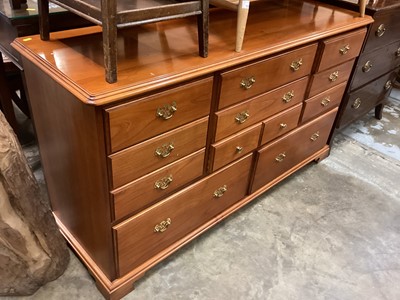 Lot 1267 - Modern cherrywood chest with arrangement of drawers, 145cm wide, 46cm deep, 80.5cm high