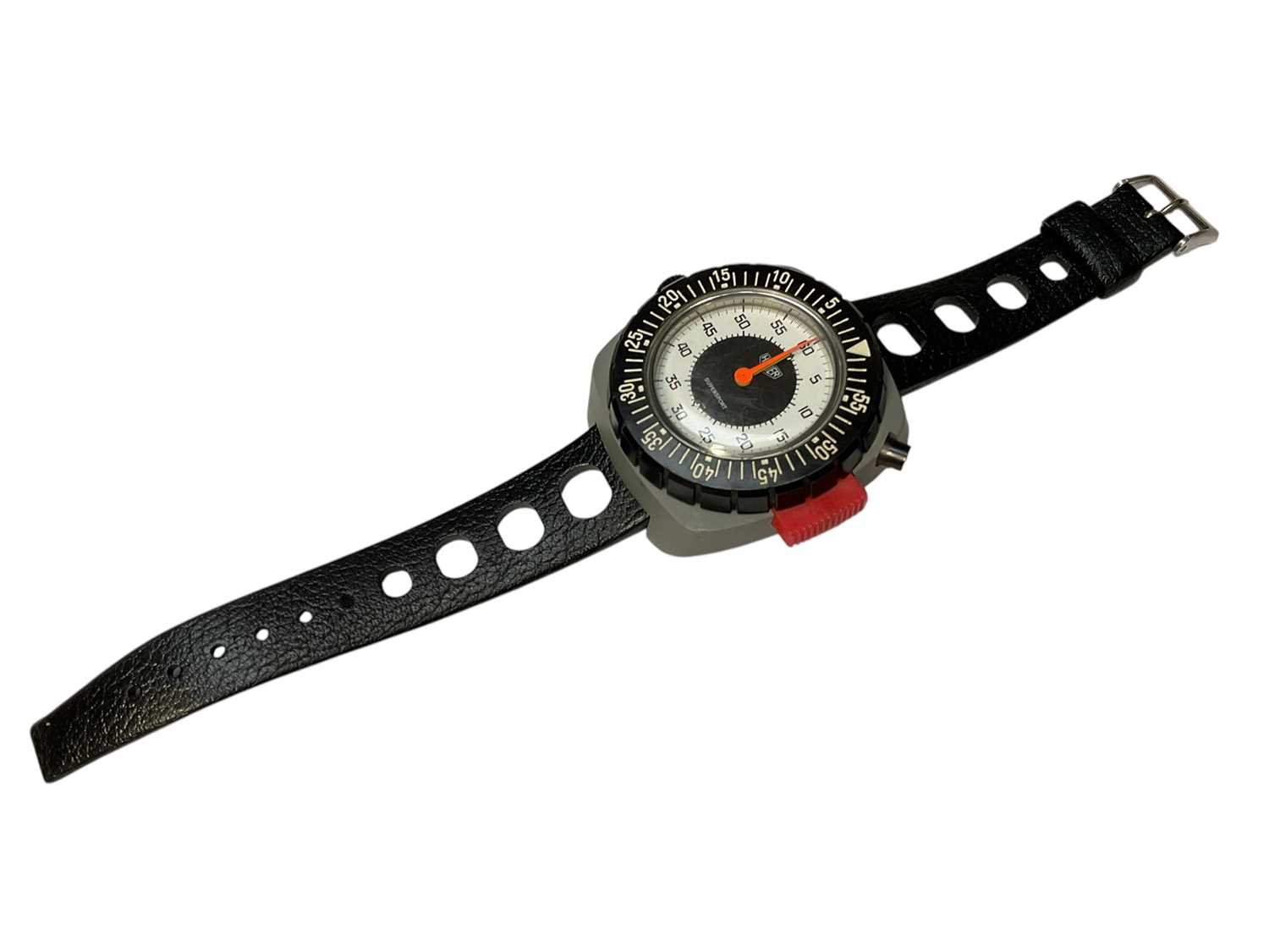 Lot 84 - Heuer 'Supersport' stopwatch on Tropic Sport rubber strap