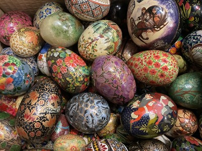 Lot 146 - Large collection of highly decorative painted egg and other collectible eggs