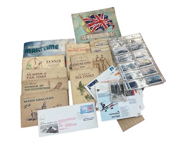 Lot 448 - Group of cigarette cards in albums, Kensitas album of National Flags and aviation covers (1 box).