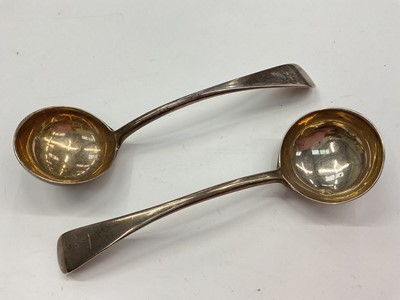 Lot 1063 - Pair of Victorian silver ladles with engraved crest (London 1896)