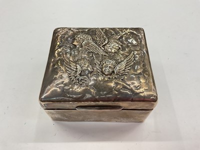 Lot 1066 - Late Victorian silver cigar box with Reynolds angels embossed decoration