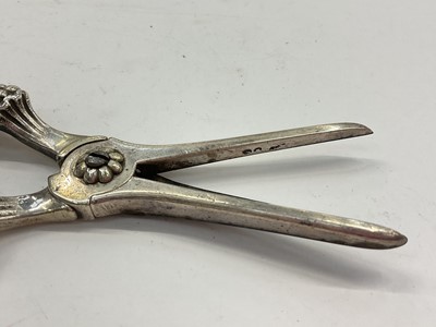 Lot 1067 - Pair of silver grape scissors with grape vine handles