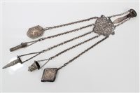 Lot 407 - Late Victorian Silverer chatelaine with five...