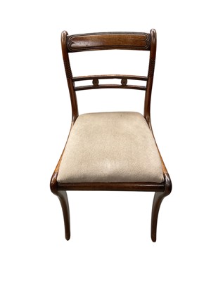 Lot 1389 - Set of six Regency dining chairs together with a mahogany 'D - end' table with an extra leaf.