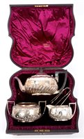 Lot 408 - Victorian Silverer three piece tea set -...