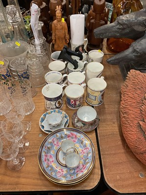 Lot 476 - Pair of early 19th century English porcelain plates, Dresden porcelain salt cellar, group of Royal Commorative mugs and sundries