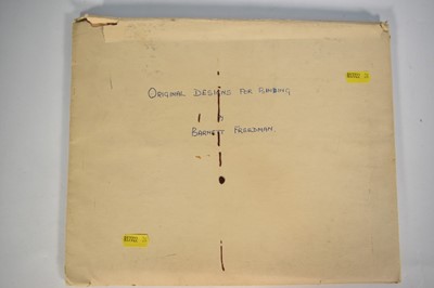 Lot 1403 - *Barnett Freedman (1901-1958) - four mixed media book binding designs for Leighton-Straker, signed and dated 1934, to include 'Deep Cut Mountains by Herma Shervil'