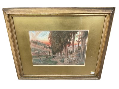 Lot 153 - Henry Goodwin (1840-1925) watercolour, Via Crucis, Florence, signed with monogramme, titled and dated 1899, 25 x 38cm, glazed frame