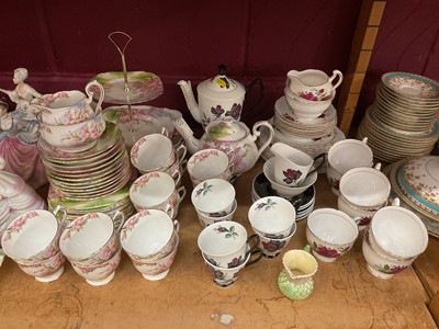 Lot 694 - Royal Albert Blossom Time tea and dinner service, including tea pot, 13 cups, 12 saucers, 11 side plates, sugar bowl, milk jug, 6 dinner plates and 1 cake plate, together with a Royal Albert Mas...