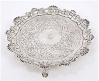 Lot 422 - George IV Silverer waiter of hexagonal form,...