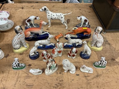 Lot 23 - Group of ceramic dogs, including some Victorian Staffordshire