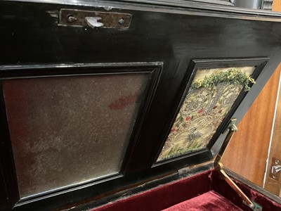 Lot 1657 - Fine and rare 17th century Flemish ebonised and stumpwork embroidery augmented cabinet