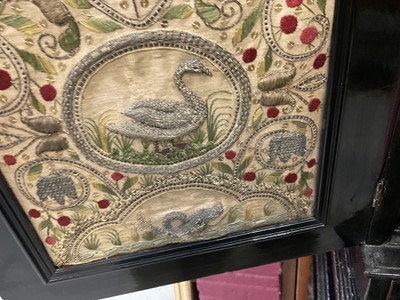 Lot 1657 - Fine and rare 17th century Flemish ebonised and stumpwork embroidery augmented cabinet