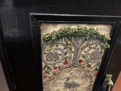 Lot 1657 - Fine and rare 17th century Flemish ebonised and stumpwork embroidery augmented cabinet