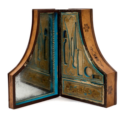Lot 831 - 19th century French burr wood and abalone inlaid work box in the form of a piano