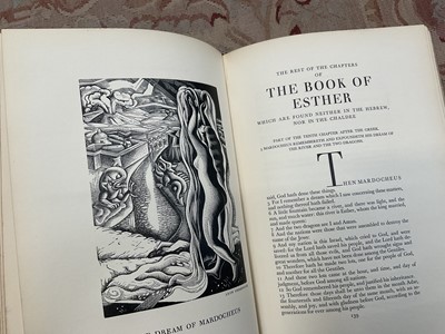 Lot 1389 - The Apocrypha, Cresset Press, 1929, limited to 450 copies, with illustration by John Nash, Ravilious, Hermes, Etc, fine vellum binding