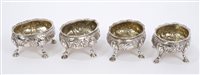 Lot 426 - Set of four Georgian Silverer salts of oval...