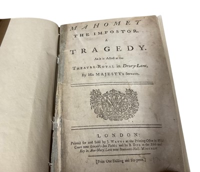 Lot 1308 - James Miller - Mahomet the Imposter, 1744, chapbook presented in vellum binding