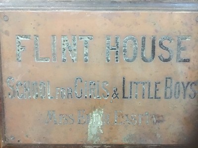 Lot 180 - Victorian brass sign, Flint House school for Girls and Little Boys - Miss Edith Eastty