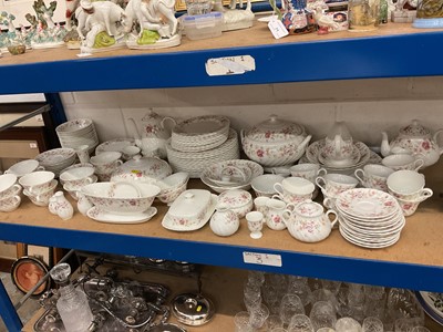 Lot 77 - Extensive Wedgwood 'Posy' pattern dinner and tea service, including teapot with 12 cups and saucers, three milk jugs, sugar bowl, 16 dinner plates, coffee pot with six cups and seven saucers, 10...