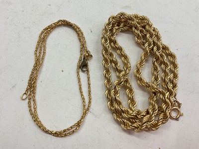 Lot 1142 - 9ct gold rope twist chain and one other chain (stamped 750) with 9ct gold clasp