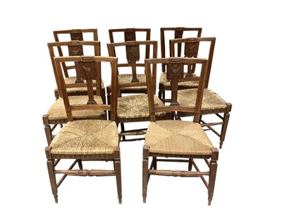 Lot 1317 - Set of eight late Victorian dining chairs with rush seats