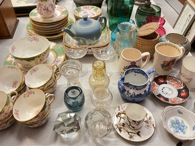 Lot 305 - Wedgwood Jasperware teapot, Copeland Spode jug, decorative tea set, other cermamics and glassware