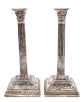 Lot 437 - Pair tall George III Silverer Corinthian...