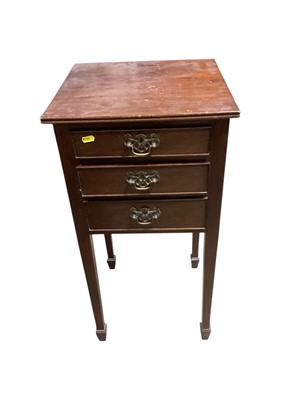 Lot 1328 - Mahogany bedside chest of three drawers, 38.5cm wide, 37.5cm deep, 76.5cm high