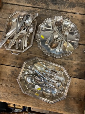 Lot 43 - Group of silver plate, including flatware, salver, etc