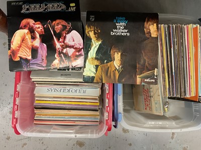 Lot 47 - Two boxes of records, including Bee Gees and Walker Brothers