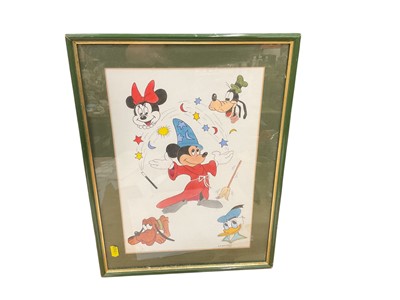 Lot 512 - W. J. Goldspink watercolour of Disney characters in glazed frame.