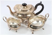 Lot 446 - 1920s three piece Silverer tea set -...