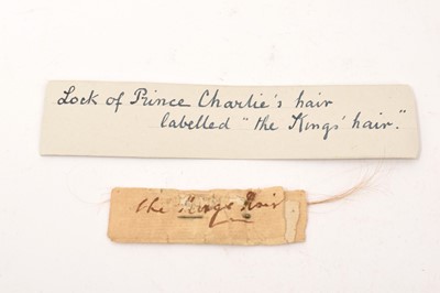 Lot 942 - Scottish interest relic - said to be a Lock of Bonnie Prince Charlie's hair