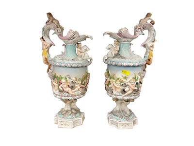 Lot 82 - Pair of decorative porcelain ewers