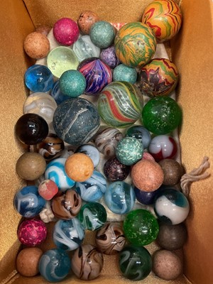 Lot 312 - Group of vintage glass and wooden marbles