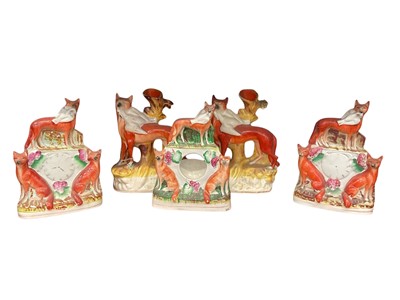 Lot 198 - Group of 19th century Staffordshire fox ornaments