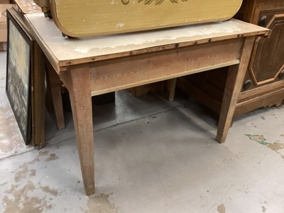 Lot 1376 - Old kitchen table with end drawer, 109cm wide, 77cm deep, 76cm high