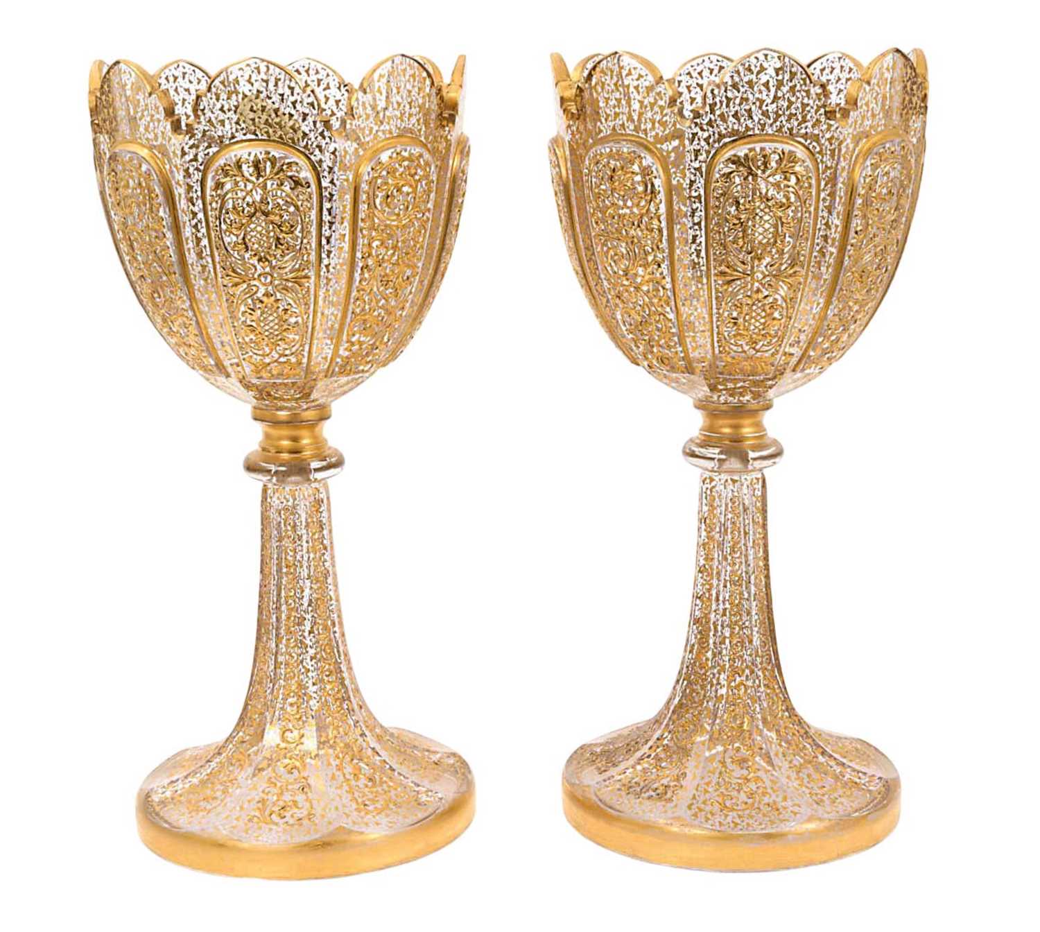 Lot 18 - Three Bohemian gilt decorated vases