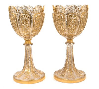 Lot 18 - Three Bohemian gilt decorated vases