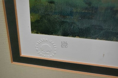 Lot 382 - Claire Eva Burton, group of six signed limited edition racing prints to include The Derby, Grand National and others, four with certificates, each in glazed frame (6)
