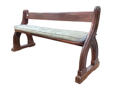 Lot 1422 - Early 20th century stained bench/pew, 145cm wide, 49cm deep, 76cm high