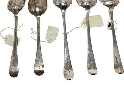 Lot 326 - Group of ten Georgian silver table spoons, George III silver toddy ladle and other items