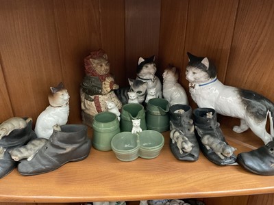 Lot 129 - Good collection of mostly 19th century ceramic cats, including fairings, continental examples, etc, together with some miniature mice and dogs