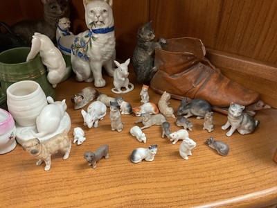 Lot 129 - Good collection of mostly 19th century ceramic cats, including fairings, continental examples, etc, together with some miniature mice and dogs