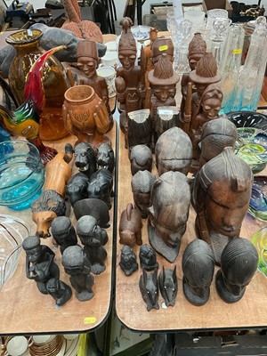 Lot 502 - Large group of African carved wooden figures.