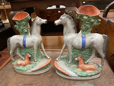 Lot 235 - Good quality pair of 19th century Staffordshire spill vases